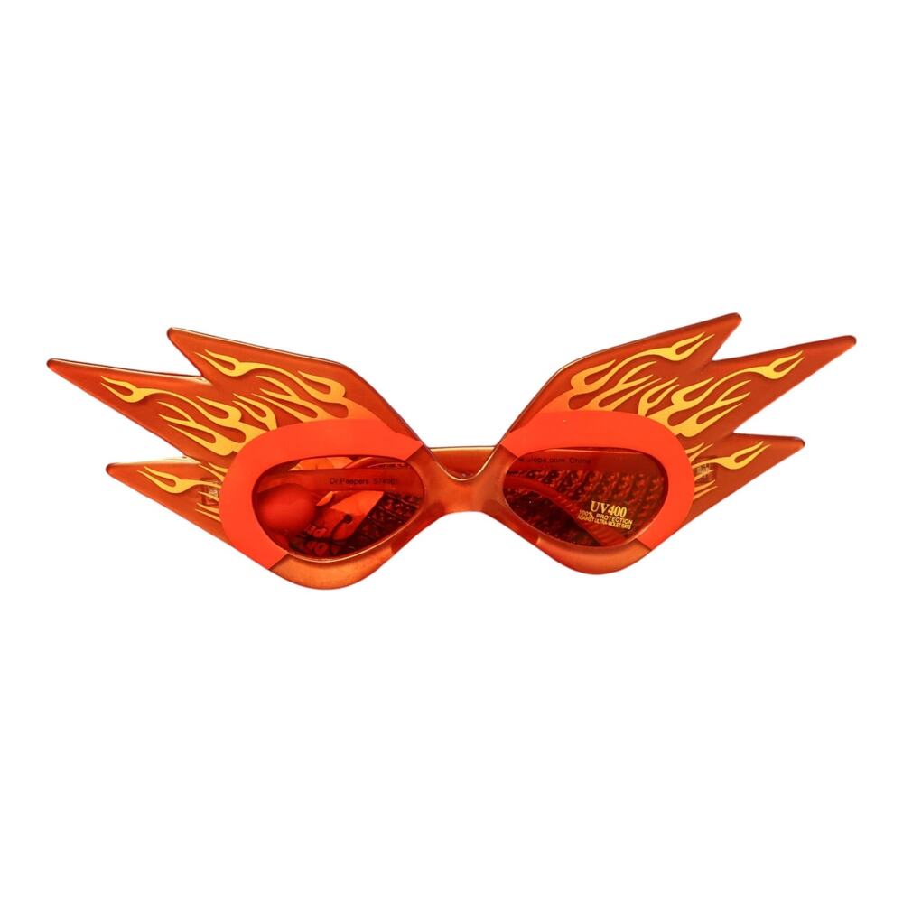 Dr Peeps Flame Sunglasses Red Fire Wing Novelty Costume Festival UV400 Y2K - Picture 4 of 7